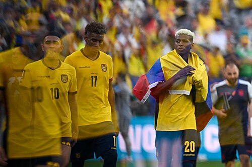 EAST RUTHERFORD, UNITED STATES - June 25: Nilson Angulo #20 of Ecuador after winning the FIFA World Cup 2026 Group E match between Ecuador  and  Germany on June 25, 2026 MetLife Stadium, East Rutherford, New Jersey