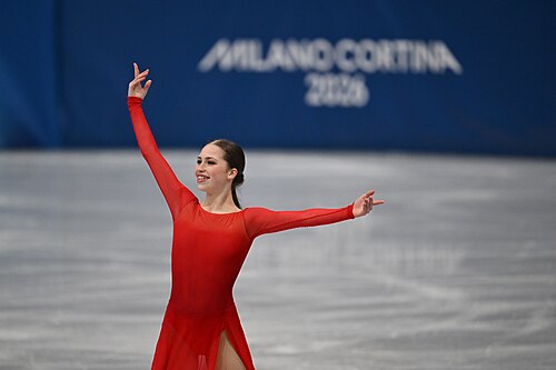 MILAN, ITALY - 19 FEBRUARY 2026: Nina PINZARRONE of Belgium compete during the Figure Skating Women Single Skating Free Skating at the Olympic Winter Games Milano Cortina 2026 Milano Ice Skating Arena on February 19, 2026 in Milan, Italy