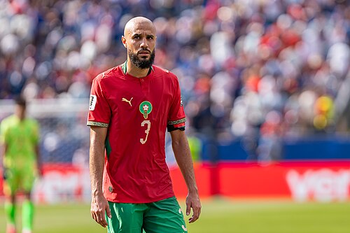 Noussair Mazraoui during France v Morocco at the 2026 FIFA World Cup