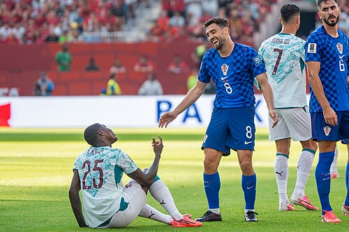 Nuno Mendes Mateo Kovacic during Croatia v Portugal on 2 July 2026 at the 2026 FIFA World Cup