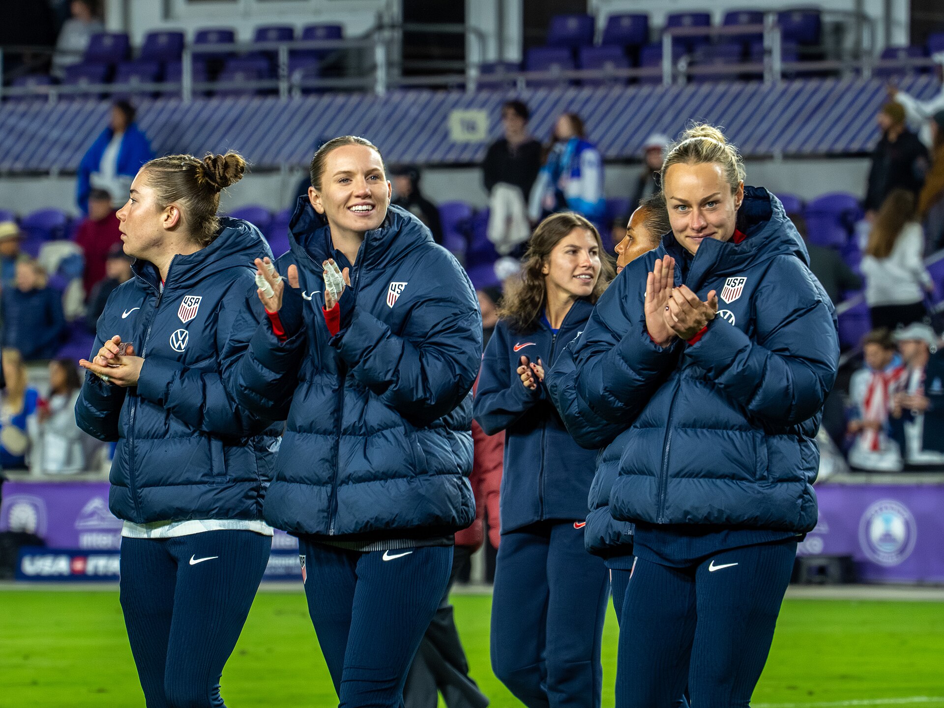 Olivia Moultrie Mandy McGlynn Jaelin Howell during United States Women's Soccer Team vs Italy Women's National Football Team on November 28 2025
