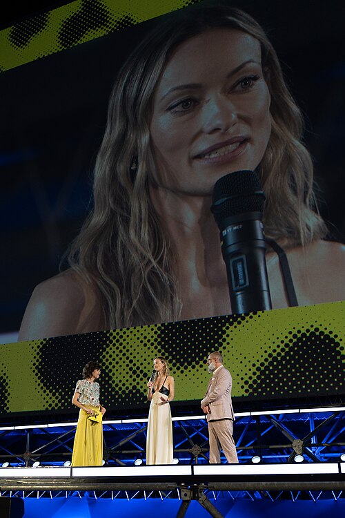 Olivia Wilde on stage to present The Invite at the 79th Locarno Film Festival