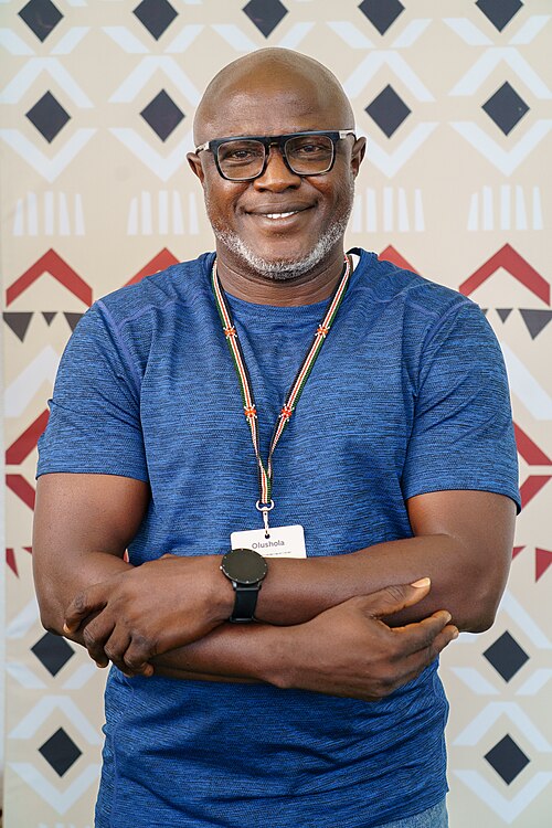 Olushola Olaniyan portrait at Wikimania 2025 WikiPortraits Studio