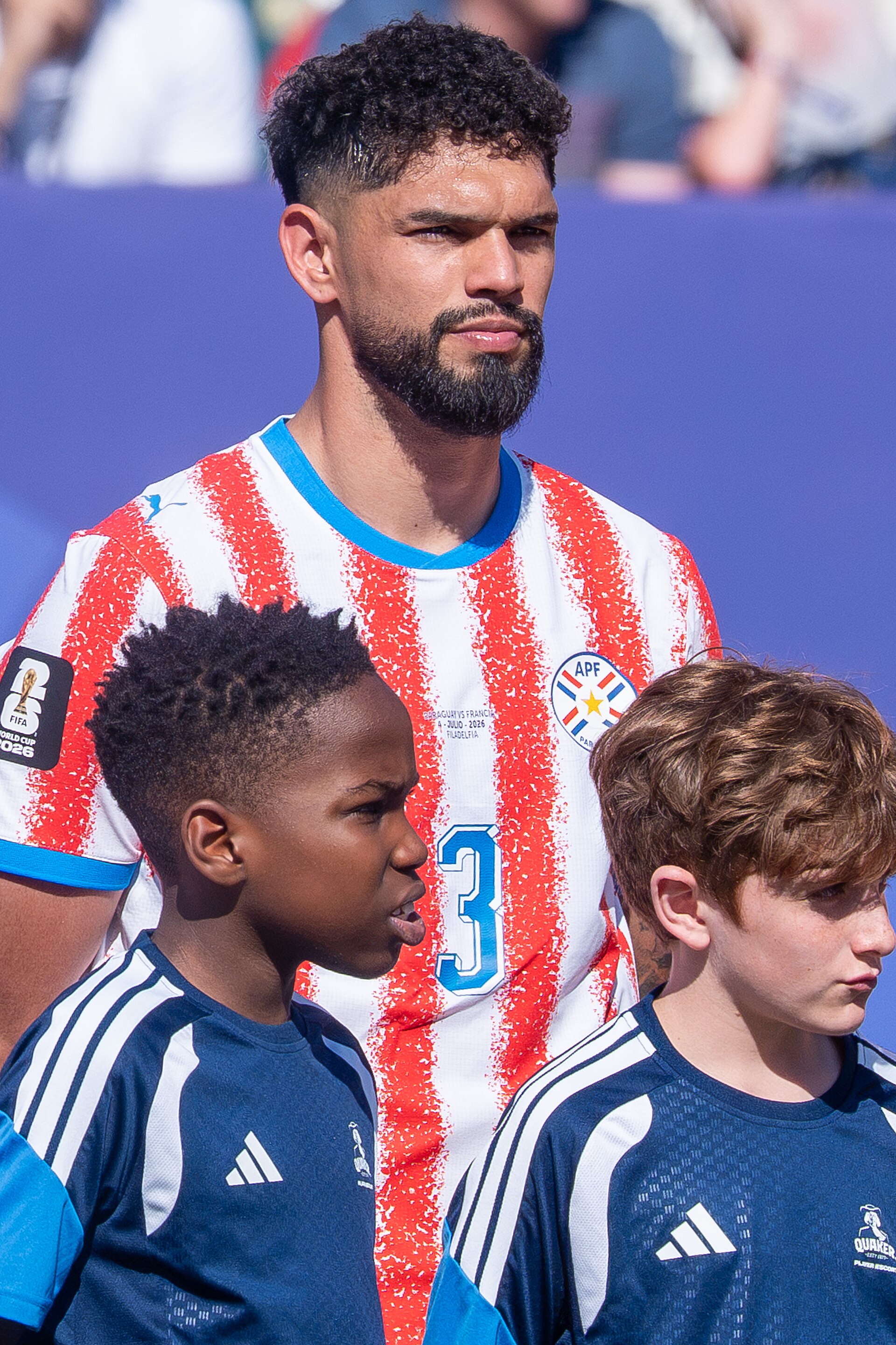 Omar Alderete during France v Paraguay at the 2026 FIFA World Cup