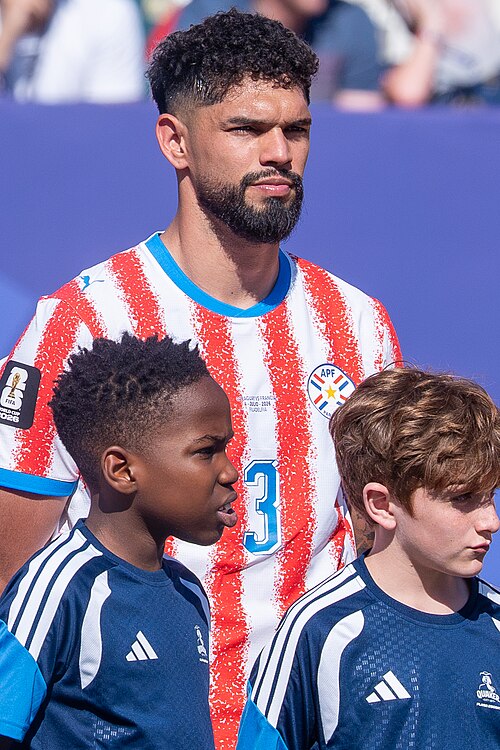 Omar Alderete during France v Paraguay at the 2026 FIFA World Cup