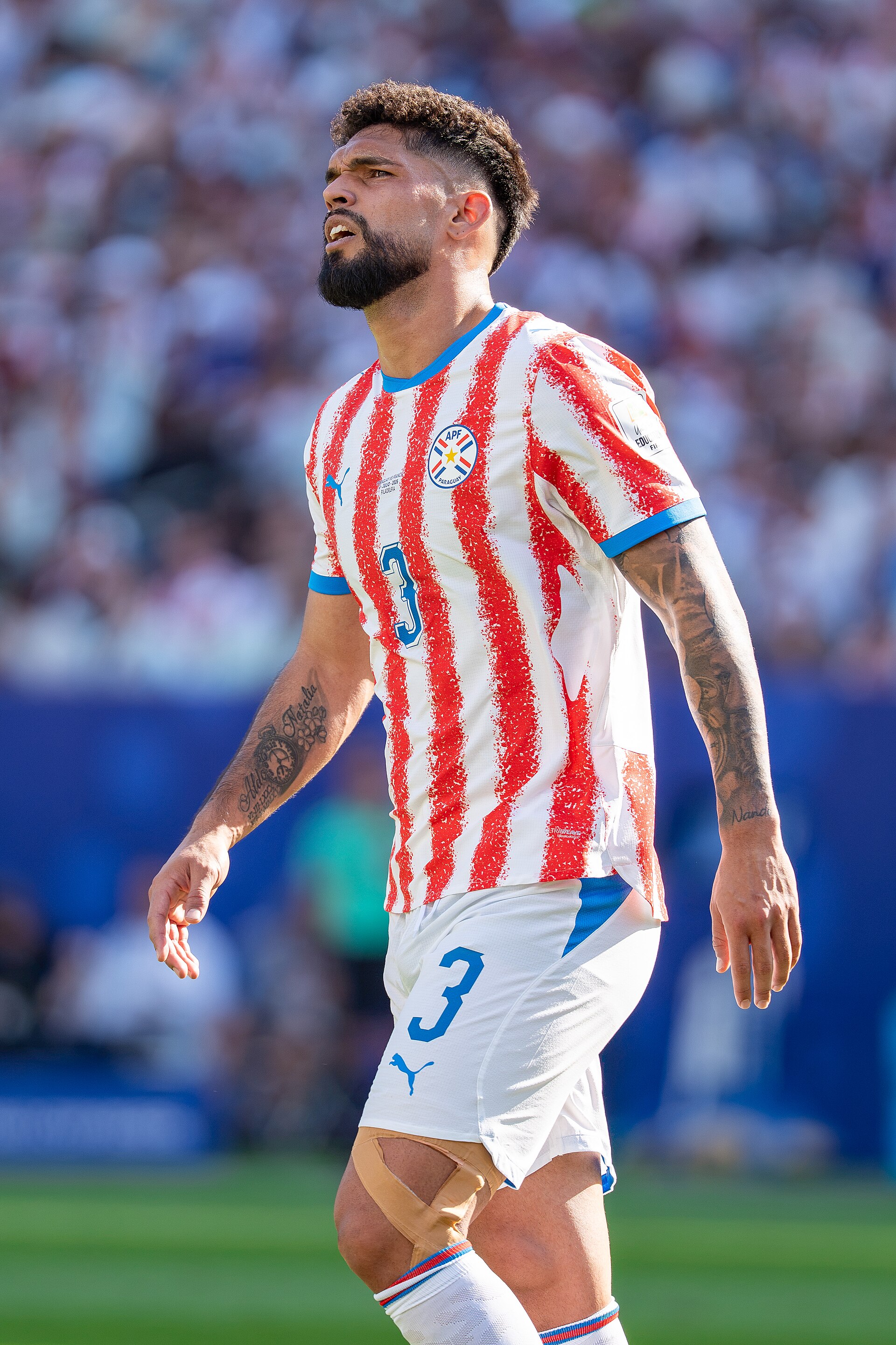 Omar Alderete during France v Paraguay at the 2026 FIFA World Cup