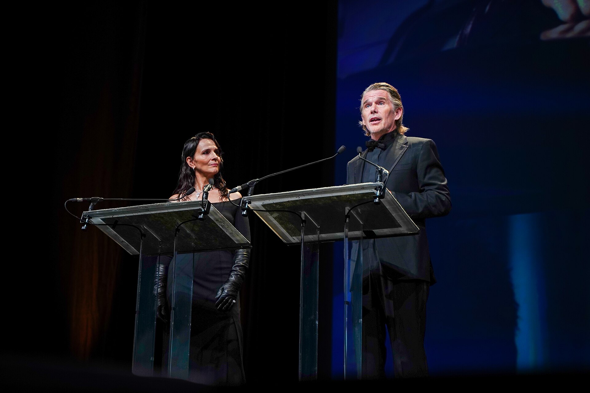 Opening ceremony of the Deauville American Film Festival 2026 — Juliette Binoche and Ethan Hawke inside ceremony 2026