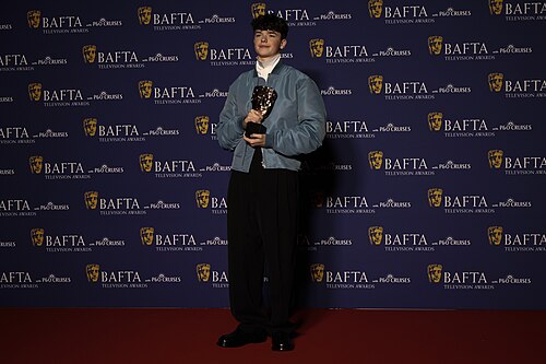 Owen Cooper winning Supporting Actor at BAFTA TV Awards May 26