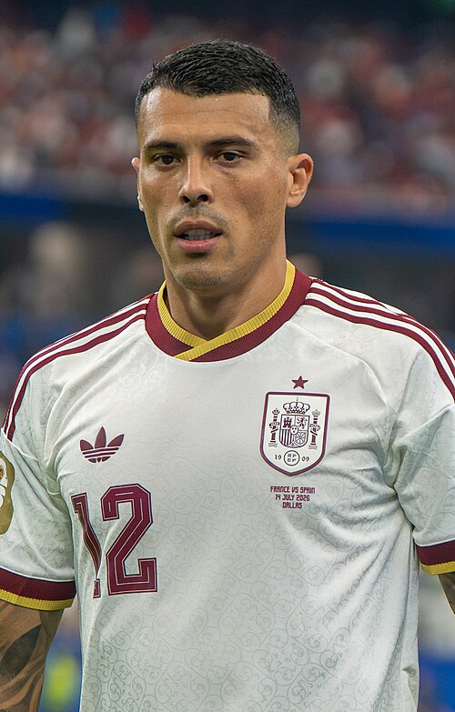 Pedro Porro during France v Spain at the 2026 FIFA World Cup