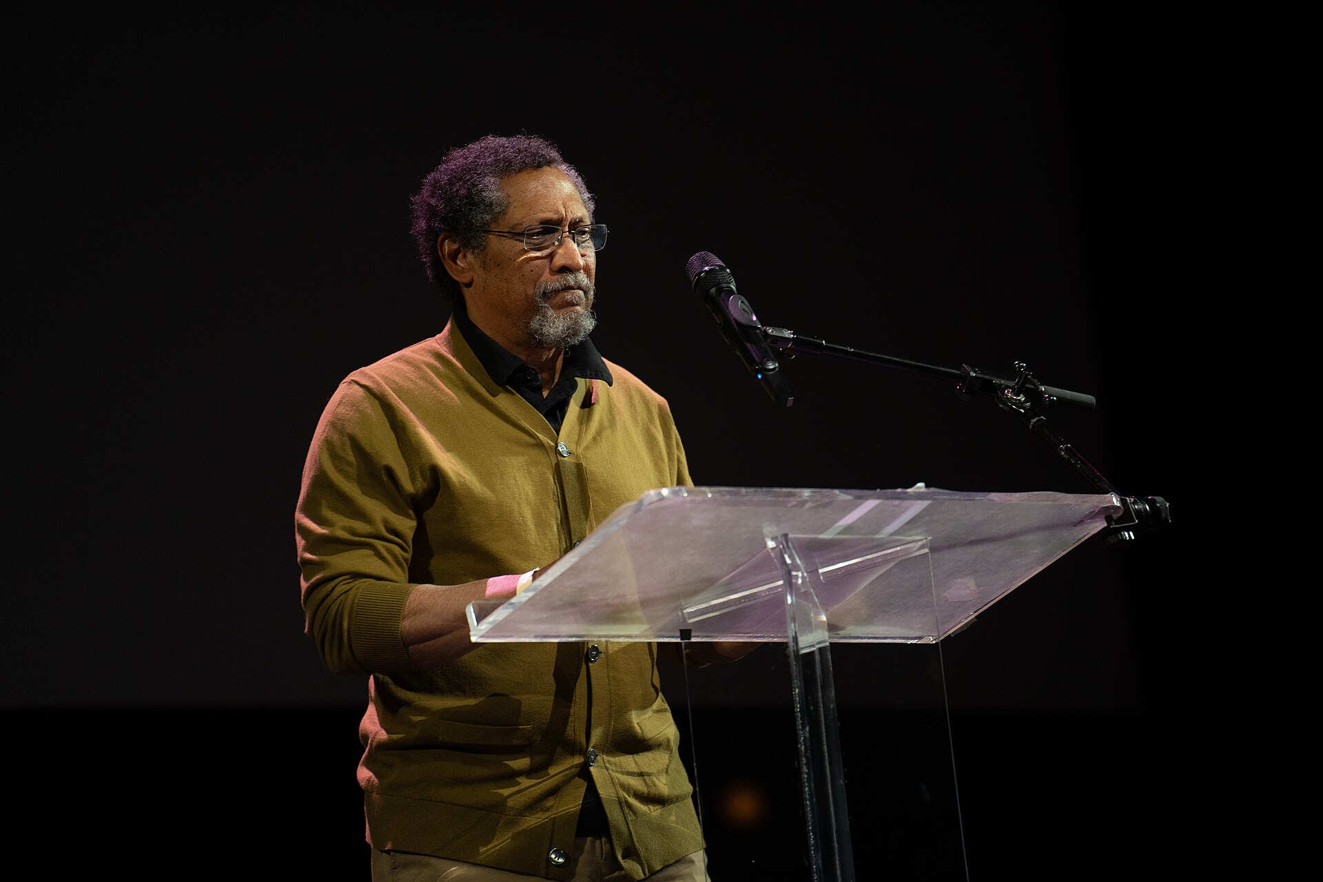 Percival Everett, author, at the 2024 National Book Awards finalist reading in the NYU Skirball Center.