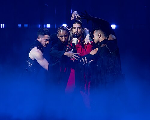 Princ, representing Serbia, performing at Eurovision 2025 in Basel, Switzerland.
