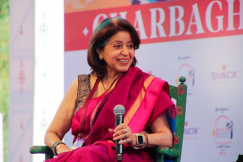 Puneeta Roy, media professional, at the 2025 Jaipur Literature Festival in Jaipur, India.