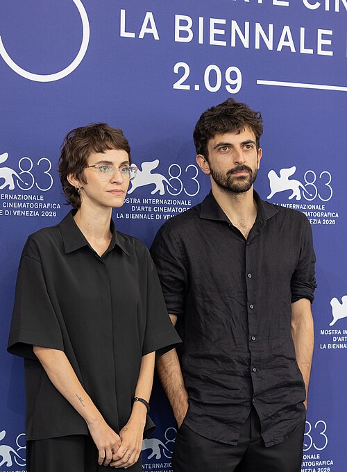Rachel Szor, Yuval Abraham, directors, at 83rd Venice International Film Festival in Venice, Italy for the film NAZA.