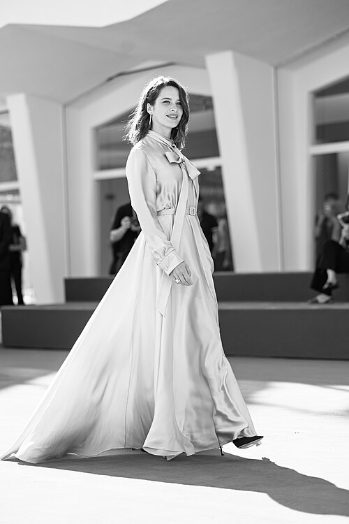 Rebecca Marder, actress, at 82nd Venice International Film Festival in Venice, Italy for the film L'etranger.