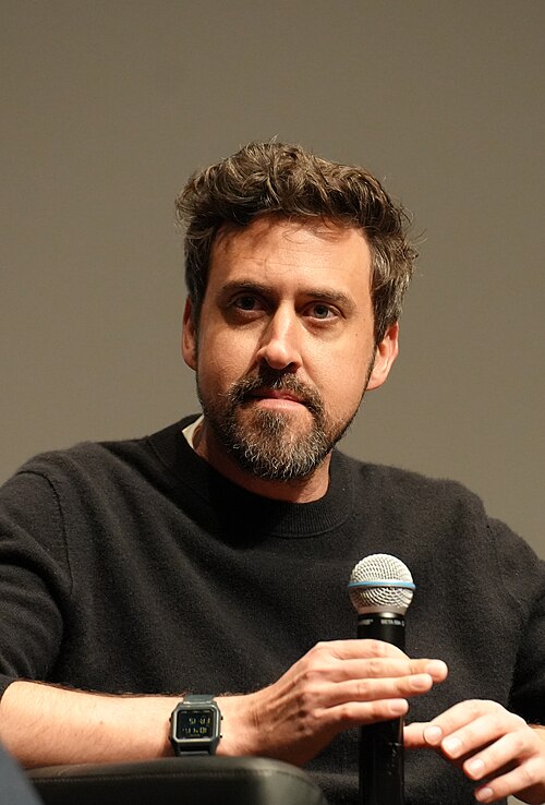 Reed Van Dyk, American filmmaker, speaking at the premiere of his feature film Atonement at the 2026 Cannes Film Festival.