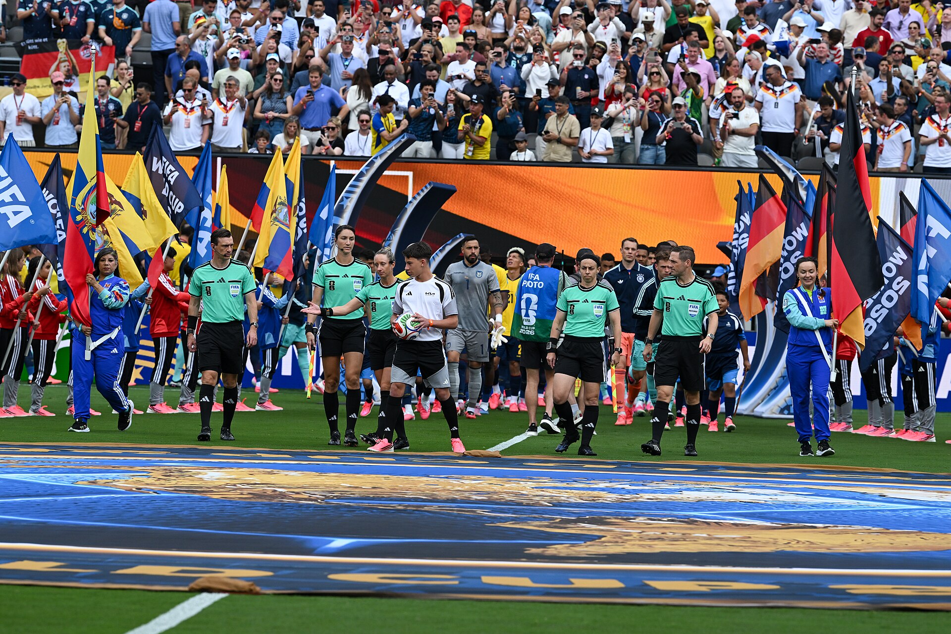 EAST RUTHERFORD, UNITED STATES - June 25: The squad of the referees ahead of the FIFA World Cup 2026 Group E match between Ecuador  and  Germany on June 25, 2026 MetLife Stadium, East Rutherford, New Jersey