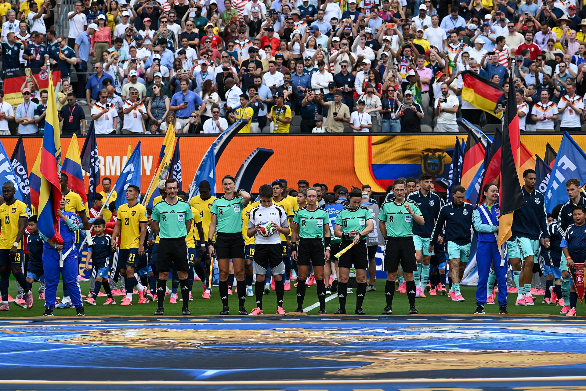 EAST RUTHERFORD, UNITED STATES - June 25: The squad of the referees ahead of the FIFA World Cup 2026 Group E match between Ecuador  and  Germany on June 25, 2026 MetLife Stadium, East Rutherford, New Jersey