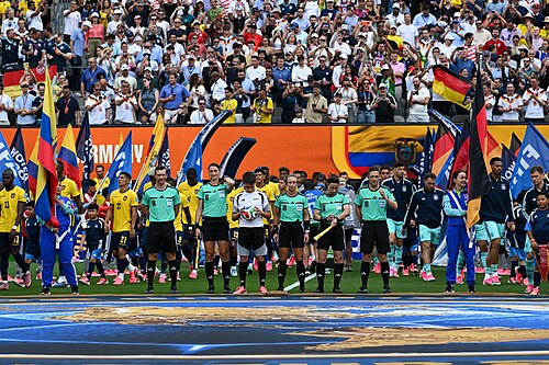 EAST RUTHERFORD, UNITED STATES - June 25: The squad of the referees ahead of the FIFA World Cup 2026 Group E match between Ecuador  and  Germany on June 25, 2026 MetLife Stadium, East Rutherford, New Jersey
