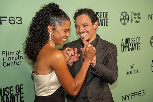 Renée Elise Goldsberry and Anthony Ramos at the 63rd annual New York Film Festival at Lincoln Center in 2025 for the film A House of Dynamite