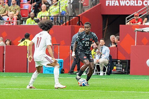 Richie Laryea during Canada v Qatar on 18 June 2026 at the 2026 FIFA World Cup
