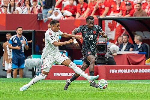 Richie Laryea during Canada v Qatar on 18 June 2026 at the 2026 FIFA World Cup