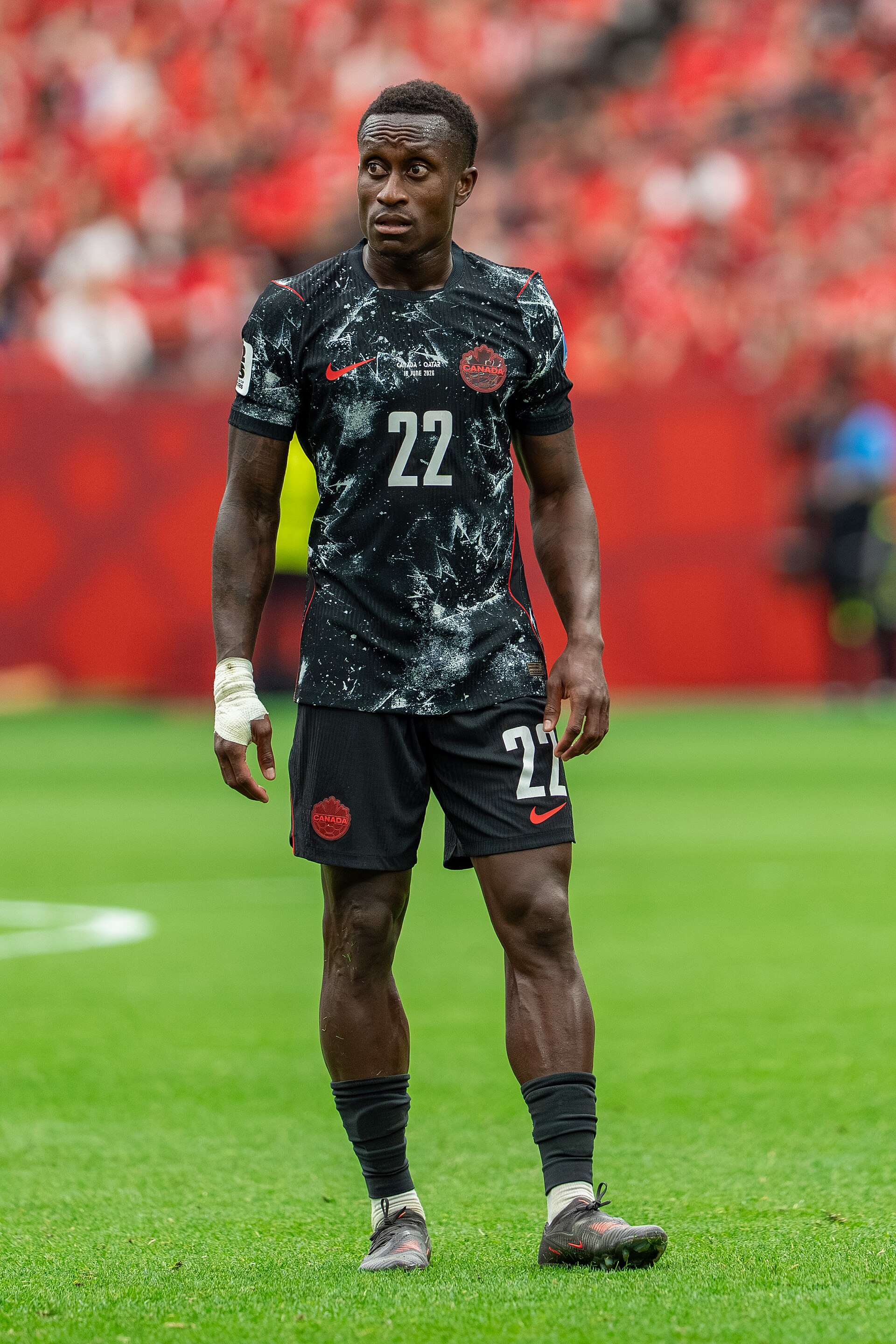 Richie Laryea during Canada v Qatar on 18 June 2026 at the 2026 FIFA World Cup