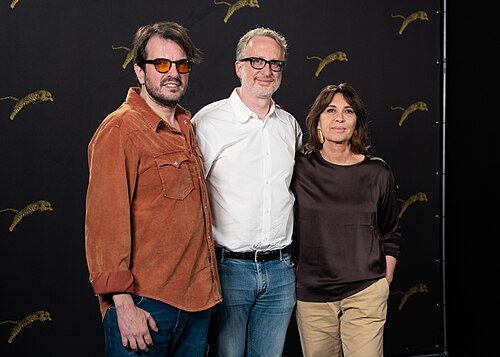 Rodrigo Teixeira, James Gray and Raffaella Leone at the 79th Locarno Film Festival