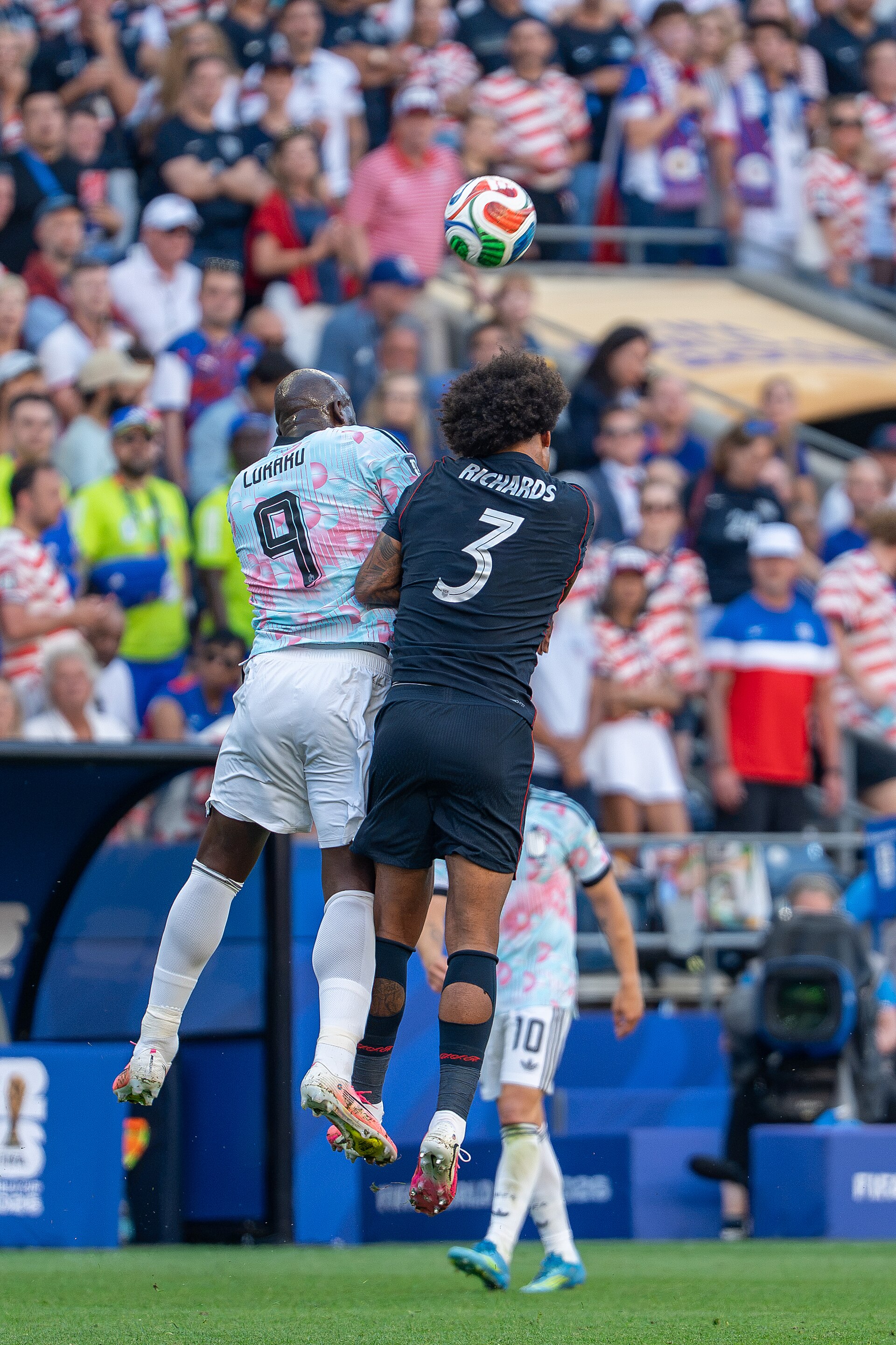 Romelu Lukaku Chris Richards during Belgium v United States at the 2026 FIFA World Cup