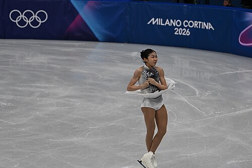 MILAN, ITALY - 19 FEBRUARY 2026: Ruiyang ZHANG of China compete during the Figure Skating Women Single Skating Free Skating at the Olympic Winter Games Milano Cortina 2026  Milano Ice Skating Arena on February 19, 2026 in Milan, Italy