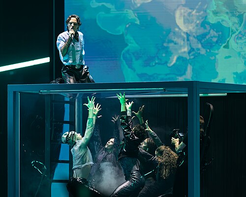 Søren Torpegaard Lund performing Før Vi Går Hjem, representing Denmark in the 2nd Semi Final of the 2026 Eurovision Song Contest in Vienna