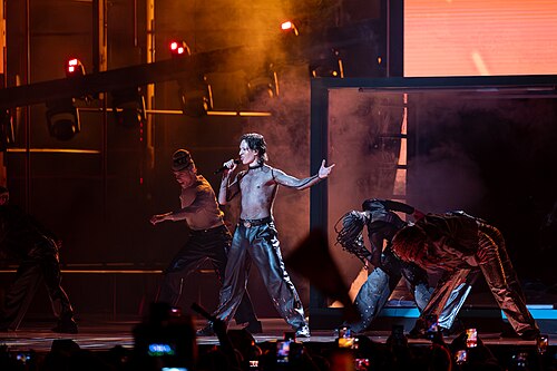 Søren Torpegaard Lund performing Før Vi Går Hjem, representing Denmark in the 2nd Semi Final of the 2026 Eurovision Song Contest in Vienna