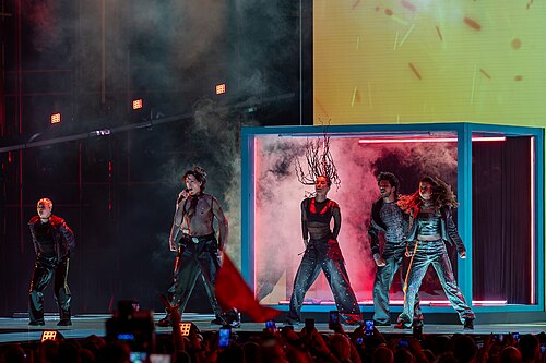 Søren Torpegaard Lund performing Før Vi Går Hjem, representing Denmark in the 2nd Semi Final of the 2026 Eurovision Song Contest in Vienna