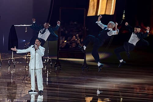 Sal Da Vinci performing Per Sempre Sì, representing Italy in the 1st Semi Final of the 2026 Eurovision Song Contest in Vienna
