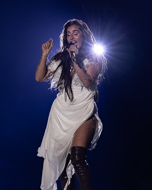 Sarah Engels performing Fire, representing Germany in the Grand Final of the 2026 Eurovision Song Contest in Vienna