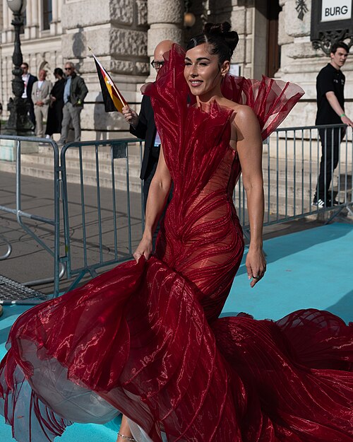 Sarah Engels representing Germany on the Turquoise Carpet at the 2026 Eurovision Song Contest in Vienna