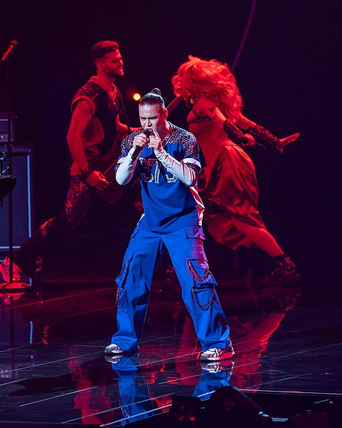 Satoshi performing Viva Moldova in the 1st Semi Final at the 2026 Eurovision Song Contest in Vienna