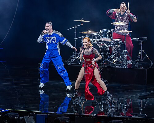 Satoshi performing Viva Moldova in the 1st Semi Final at the 2026 Eurovision Song Contest in Vienna