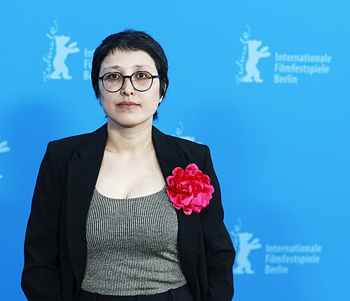 Director Shahrbanoo Sadat poses at the "No Good Men" photocall  at Berlinale 2026 in Berlin, Germany