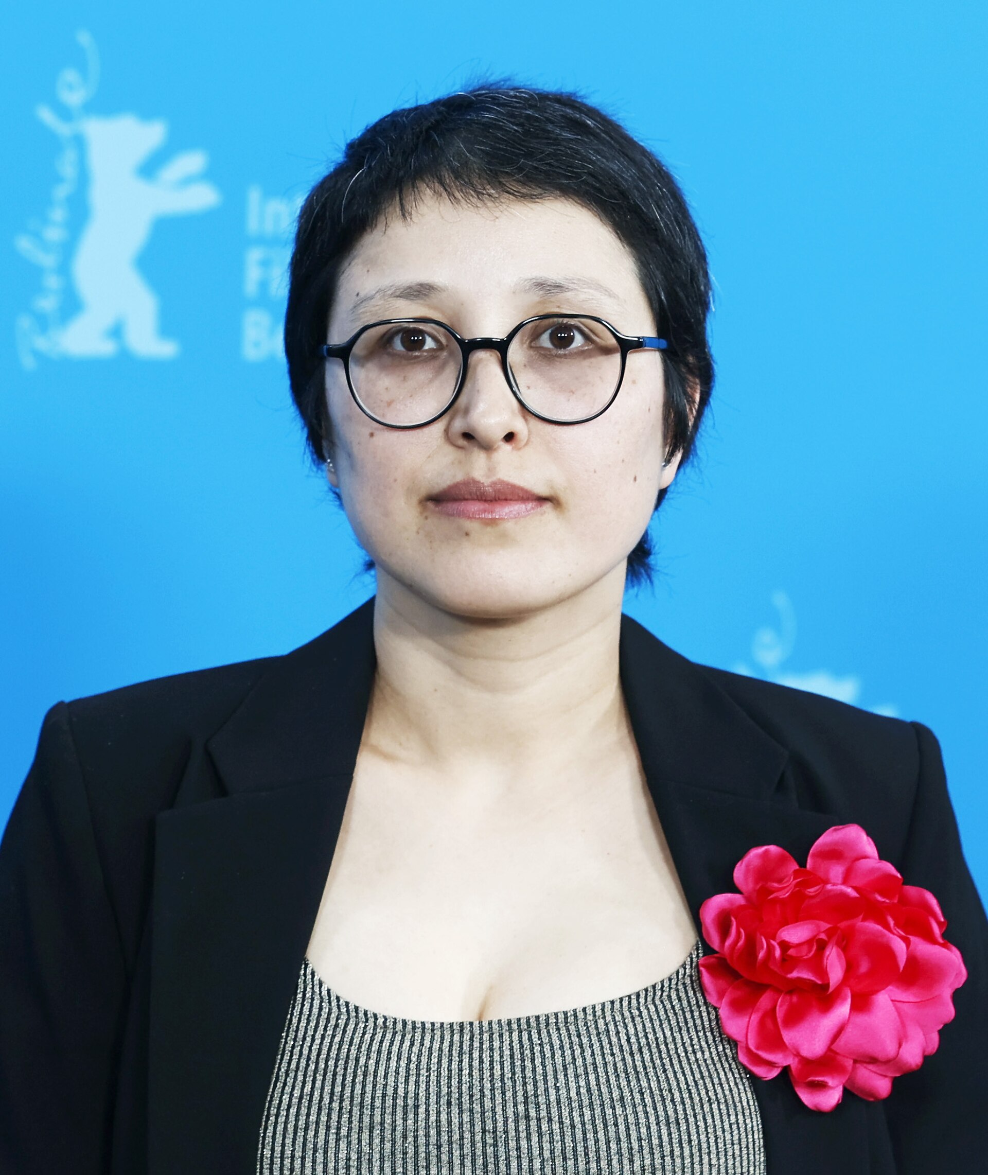 Director Shahrbanoo Sadat poses at the "No Good Men" photocall  at Berlinale 2026 in Berlin, Germany