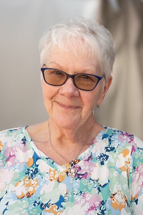 Shelley Schuring, memoirist, at Los Angeles Times Festival of Books in Los Angeles, California, in April 2026