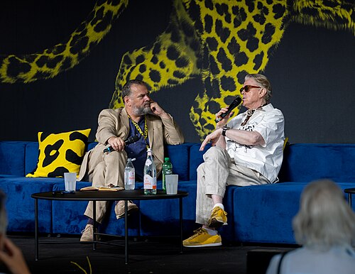Sigurjón "Joni" Sighvatsson giving a talk at the 2026 Locarno Film Festival
