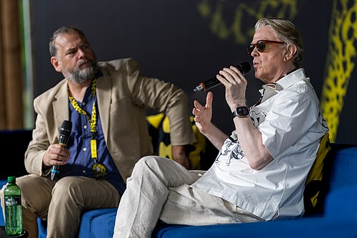 Sigurjón "Joni" Sighvatsson giving a talk at the 2026 Locarno Film Festival