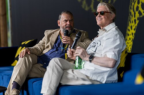 Sigurjón "Joni" Sighvatsson giving a talk at the 2026 Locarno Film Festival