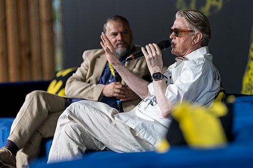 Sigurjón "Joni" Sighvatsson giving a talk at the 2026 Locarno Film Festival