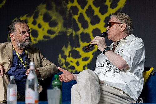 Sigurjón "Joni" Sighvatsson giving a talk at the 2026 Locarno Film Festival
