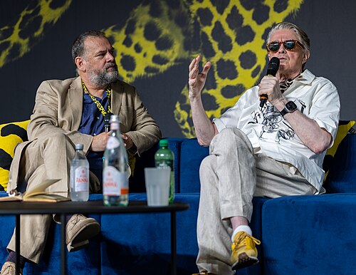 Sigurjón "Joni" Sighvatsson giving a talk at the 2026 Locarno Film Festival