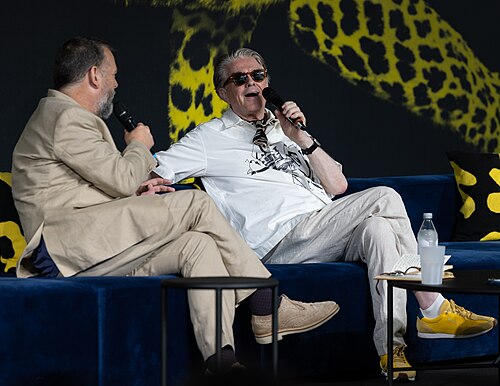 Sigurjón "Joni" Sighvatsson giving a talk at the 2026 Locarno Film Festival