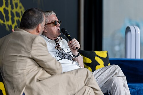 Sigurjón "Joni" Sighvatsson giving a talk at the 2026 Locarno Film Festival