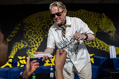 Sigurjón "Joni" Sighvatsson with fans at the 2026 Locarno Film Festival