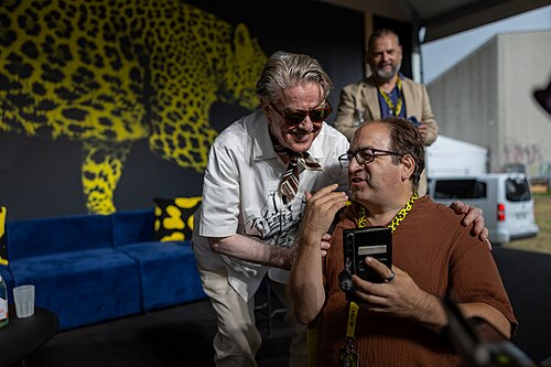 Sigurjón "Joni" Sighvatsson with fans at the 2026 Locarno Film Festival
